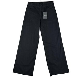 Indigo Six Jeans Womens 28/6 Black High Rise Slim Wide Leg Raw Hem Stretch Denim
